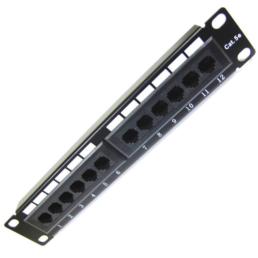 Patch panel 10' para armario rack 12-Port RJ45 Cat.5e UTP 1U
