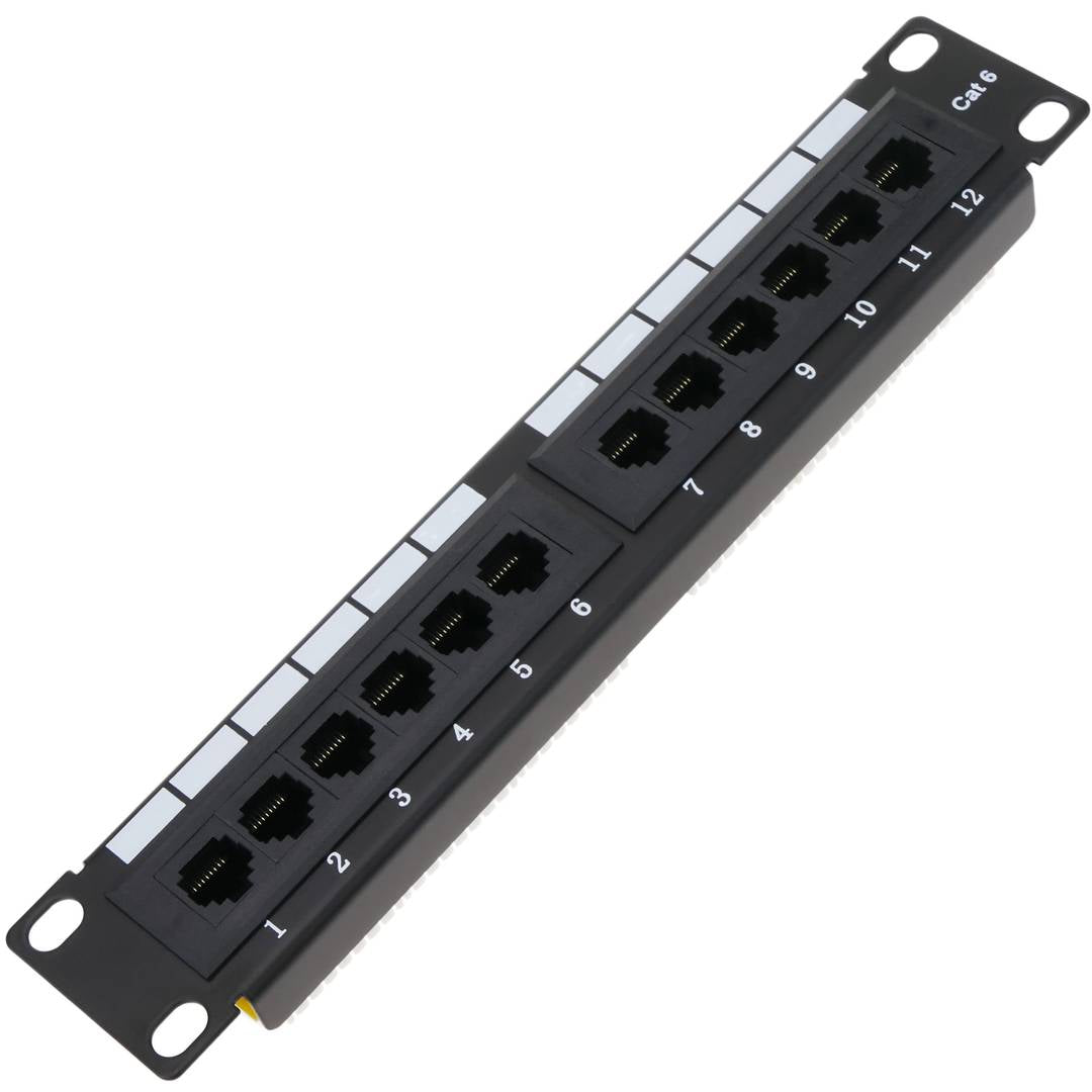 Patch panel 10' para armario rack 12-Port RJ45 Cat.6 UTP 1U