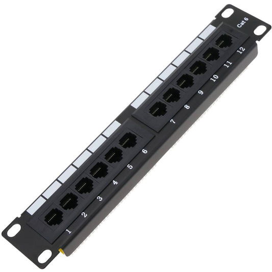 Patch panel 10' para armario rack 12-Port RJ45 Cat.6 UTP 1U