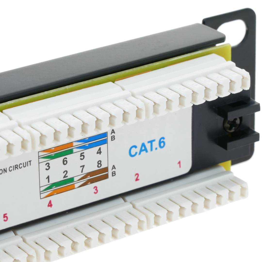 Patch panel 10' para armario rack 12-Port RJ45 Cat.6 UTP 1U
