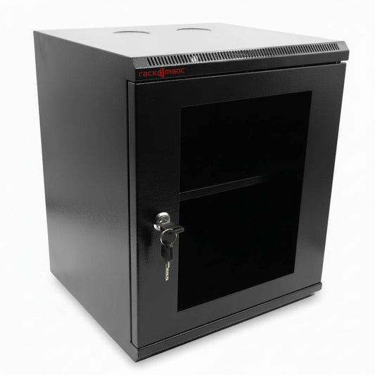 Armario rack mural 10' 6U 310x280x370mm con bandeja TENRack GO montado