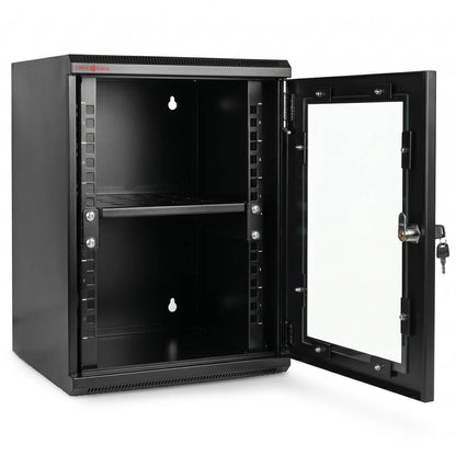 Armario rack mural 10' 6U 310x280x370mm con bandeja TENRack GO montado