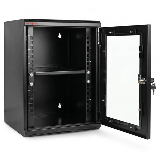 Armario rack mural 10' 6U 310x280x370mm con bandeja TENRack GO montado