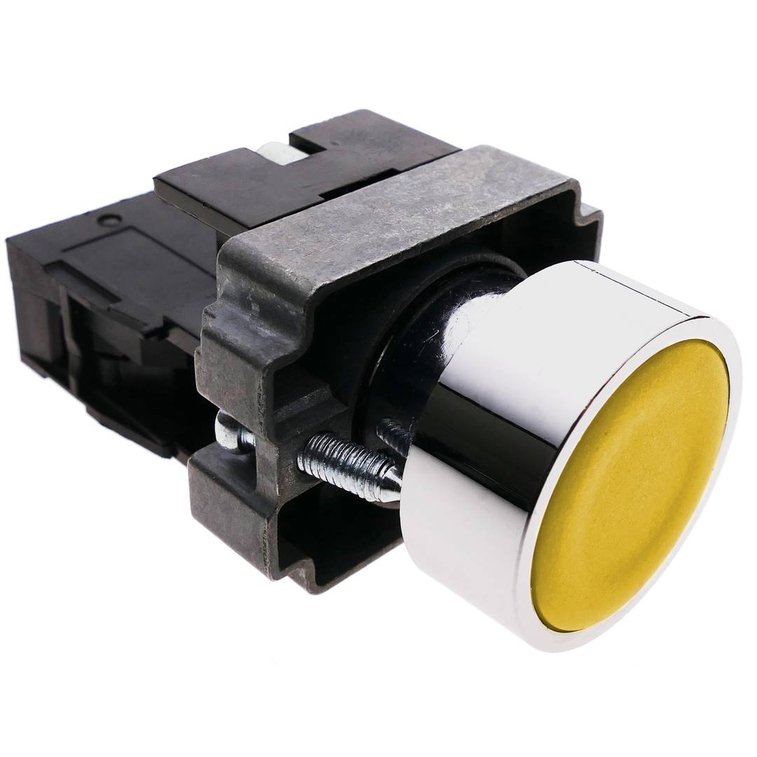 Pulsador de enganche 22mm 400V 10A con bloqueo amarillo