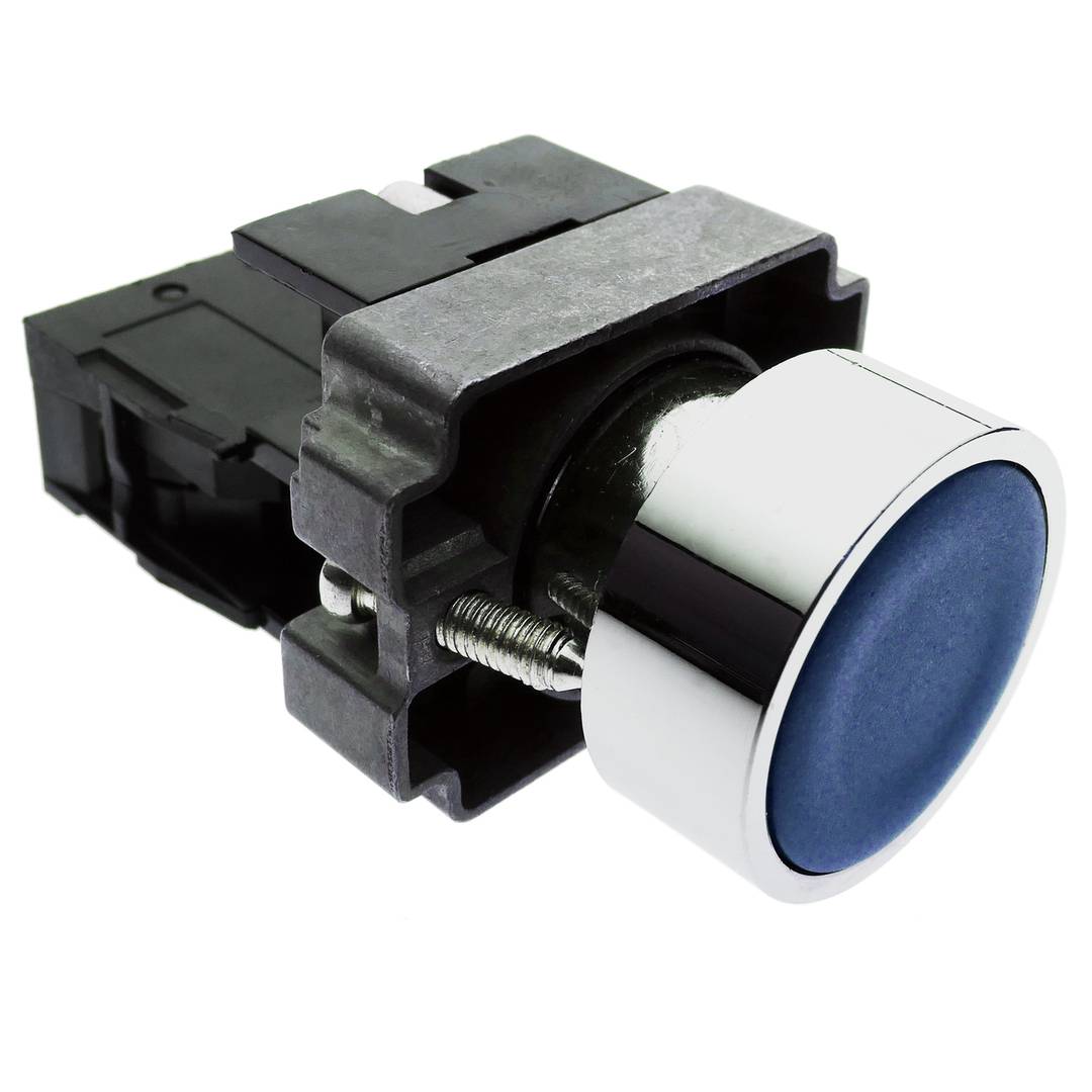 Pulsador de enganche 22mm 220V 10A con bloqueo azul