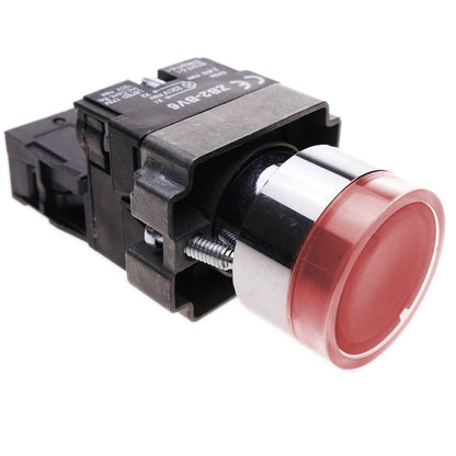Pulsador momentáneo 22mm 1NC 400V 10A normal cerrado con luz LED rojo