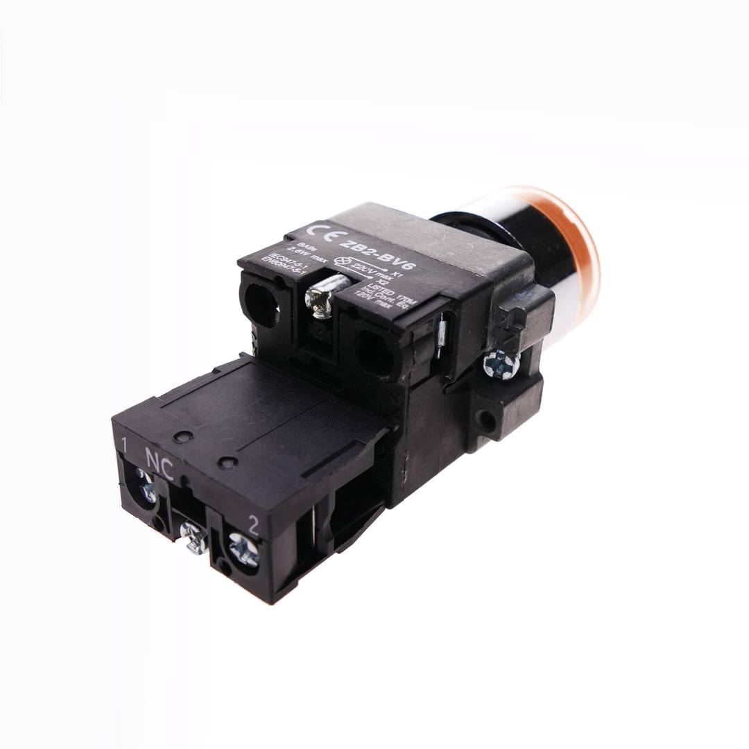 Pulsador momentáneo 22mm 1NC 400V 10A normal cerrado con luz LED naranja