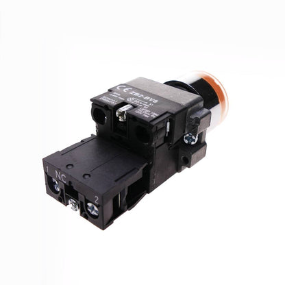 Pulsador momentáneo 22mm 1NC 400V 10A normal cerrado con luz LED naranja