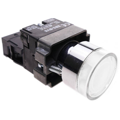 Pulsador momentáneo 22mm 1NC 400V 10A normal cerrado con luz LED blanco