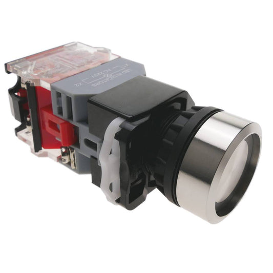 Pulsador de enganche 22mm 220V 10A con luz LED