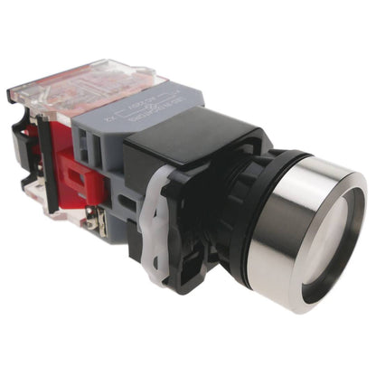 Pulsador de enganche 22mm 220V 10A con bloqueo y luz LED