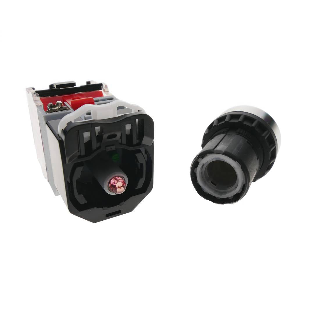 Pulsador de enganche 22mm 220V 10A con bloqueo y luz LED