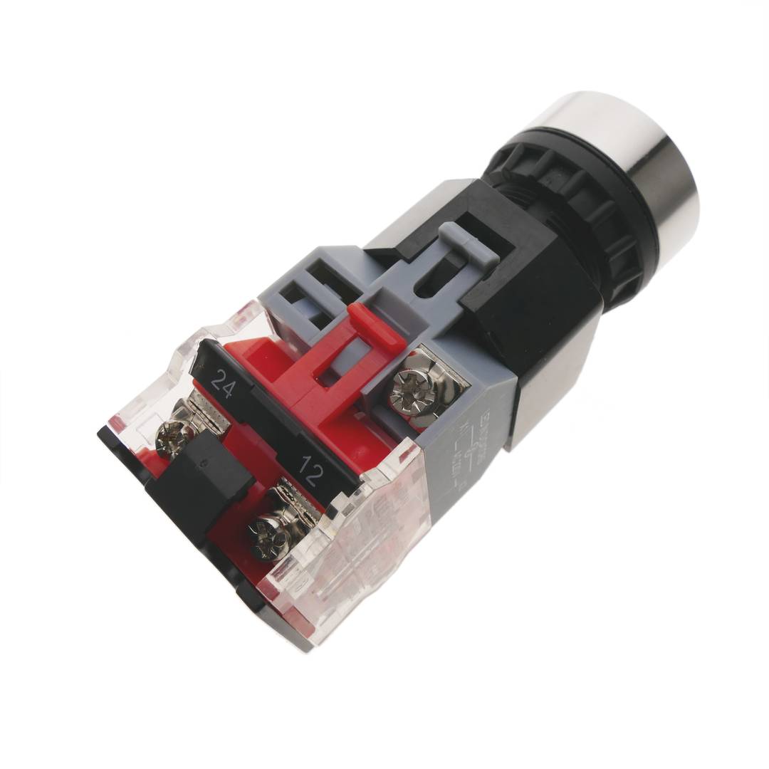 Pulsador de enganche 22mm 220V 10A con bloqueo y luz LED