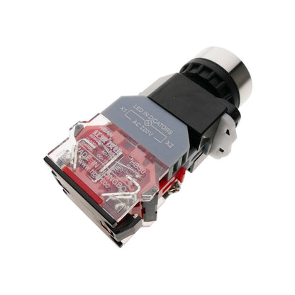 Pulsador de enganche 22mm 220V 10A con bloqueo y luz LED