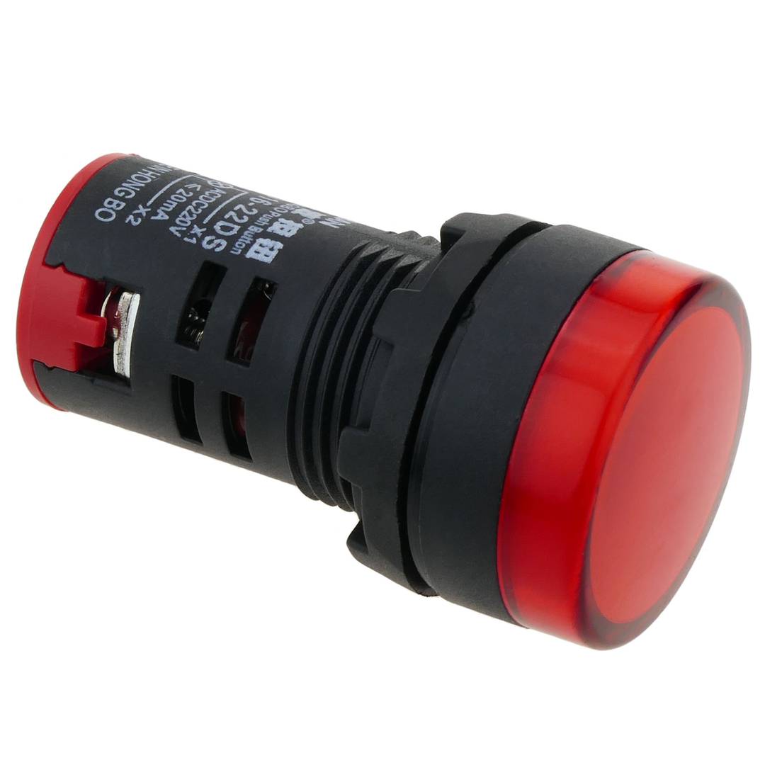 Luz piloto LED de 22 mm para paneles de control 220 VAC rojo
