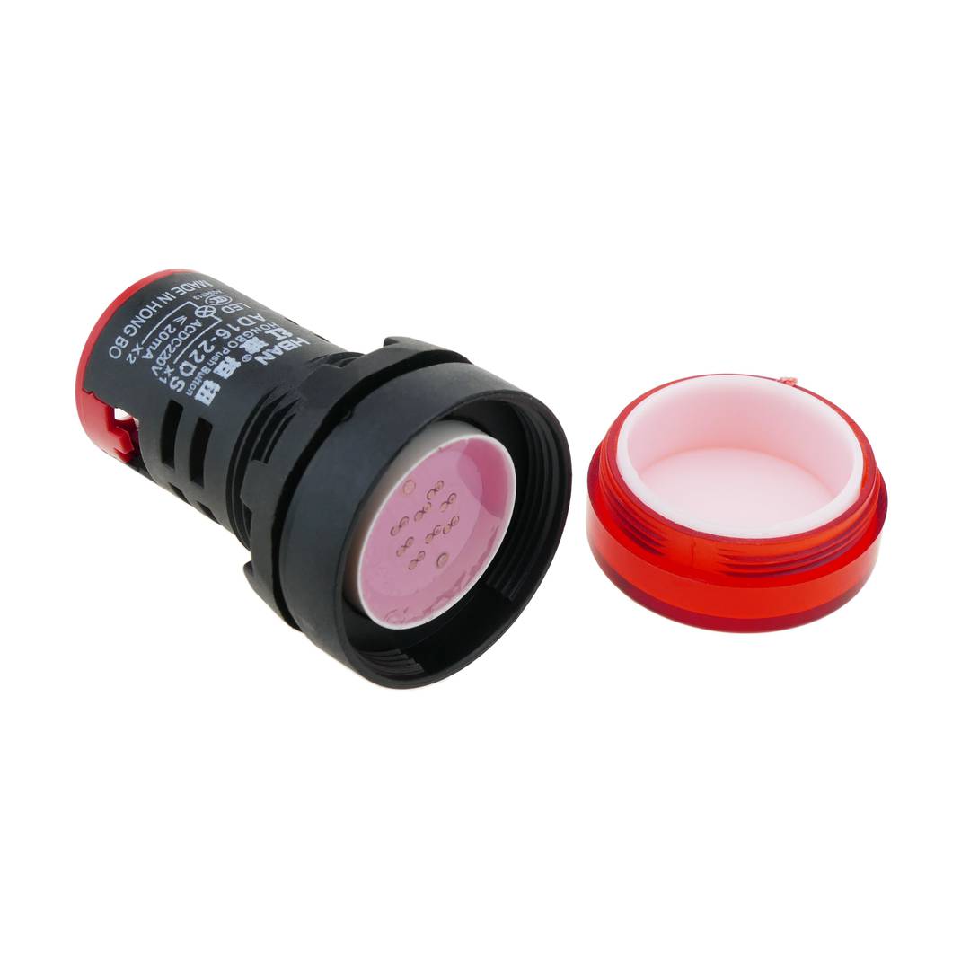Luz piloto LED de 22 mm para paneles de control 220 VAC rojo
