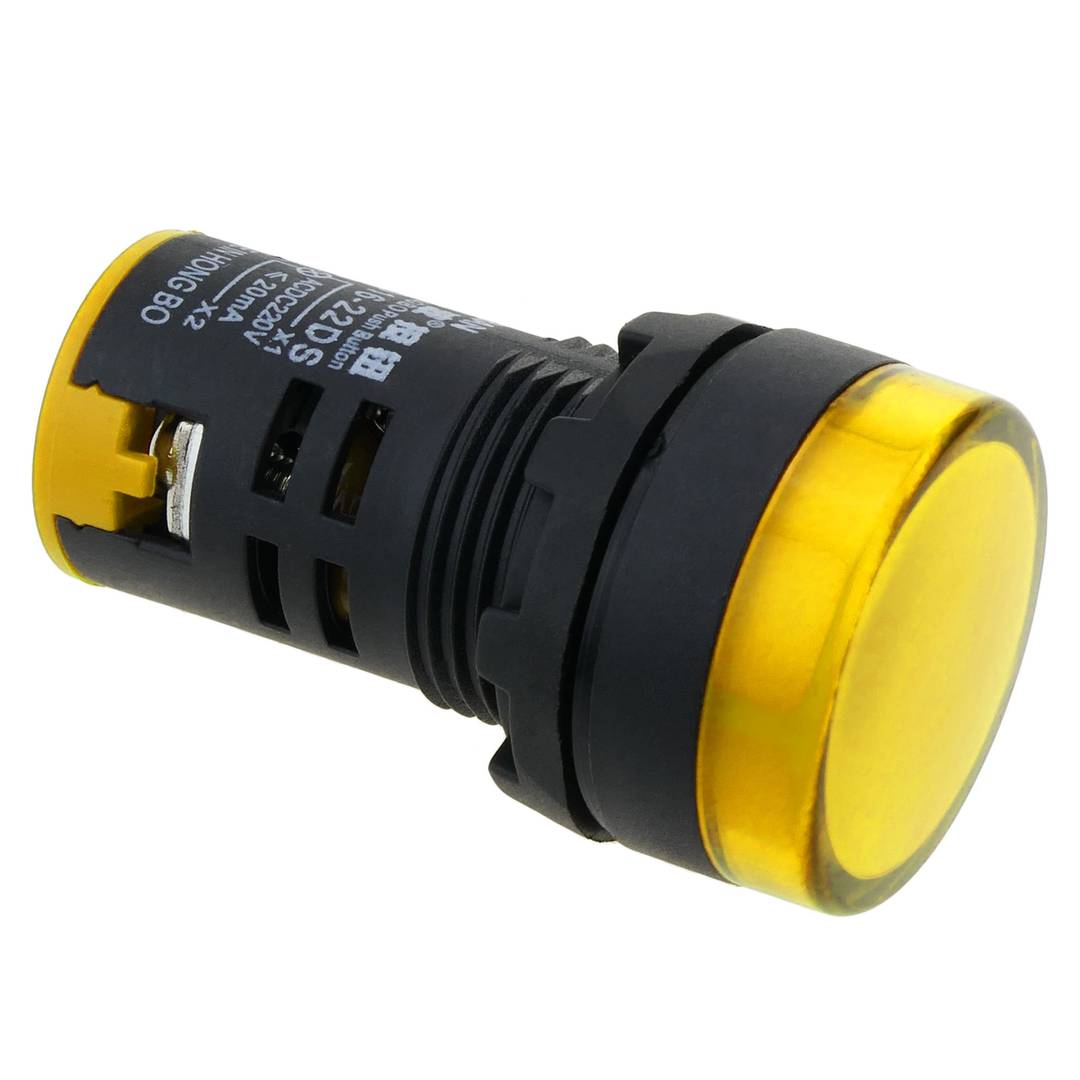 Luz piloto LED de 22 mm para paneles de control 220 VAC amarillo