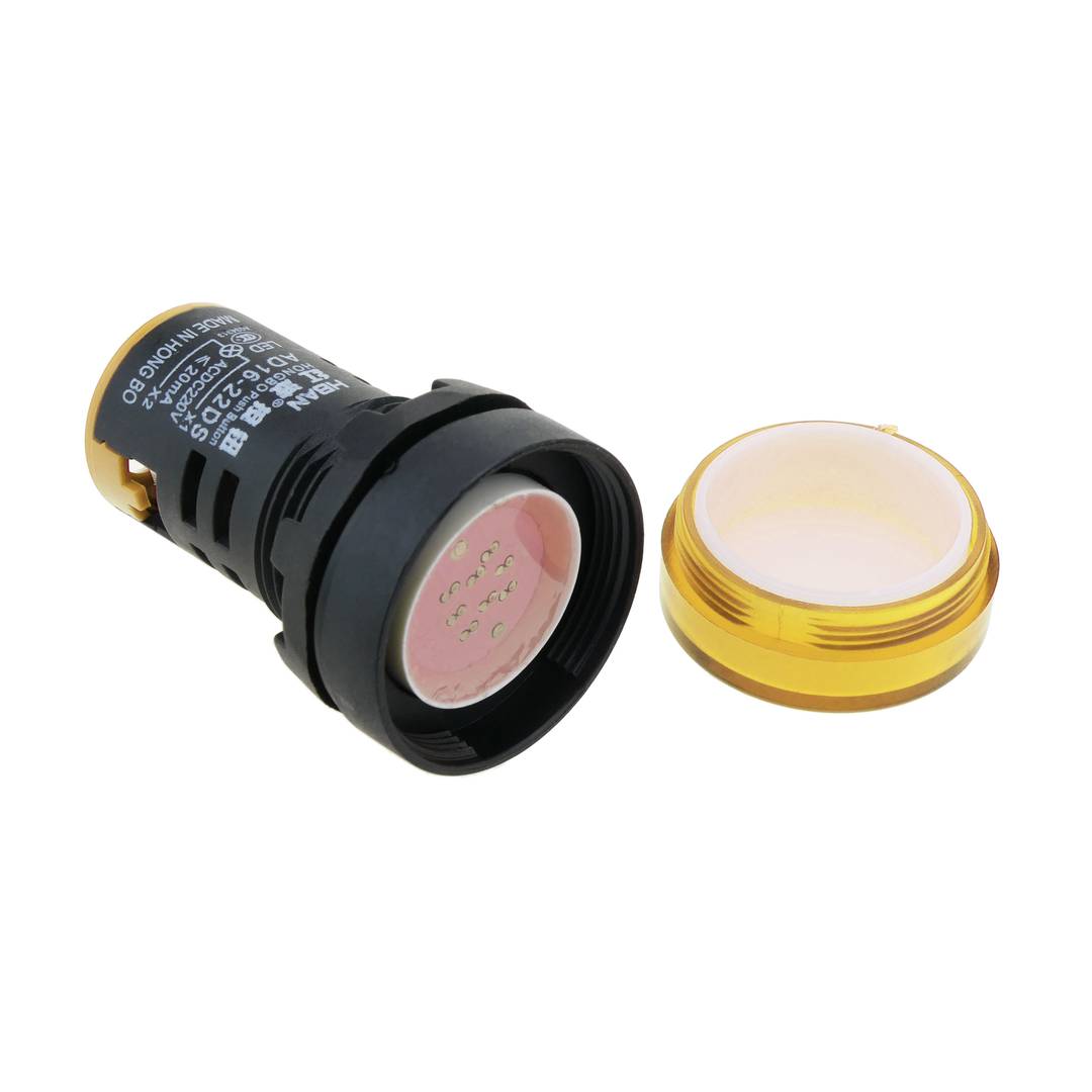 Luz piloto LED de 22 mm para paneles de control 220 VAC amarillo