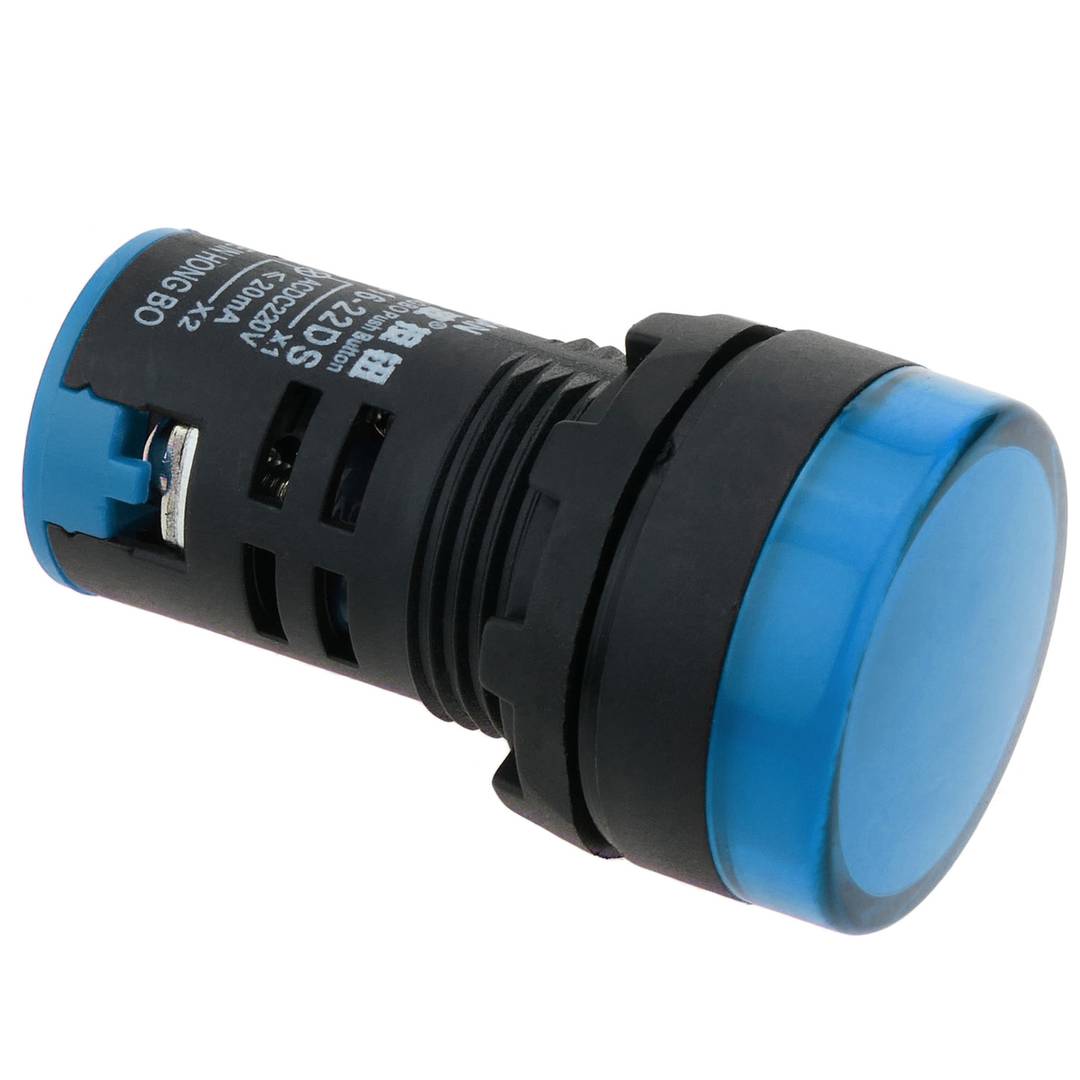Luz piloto LED de 22 mm para paneles de control 220 VAC azul