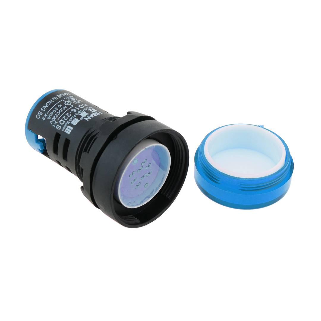 Luz piloto LED de 22 mm para paneles de control 220 VAC azul