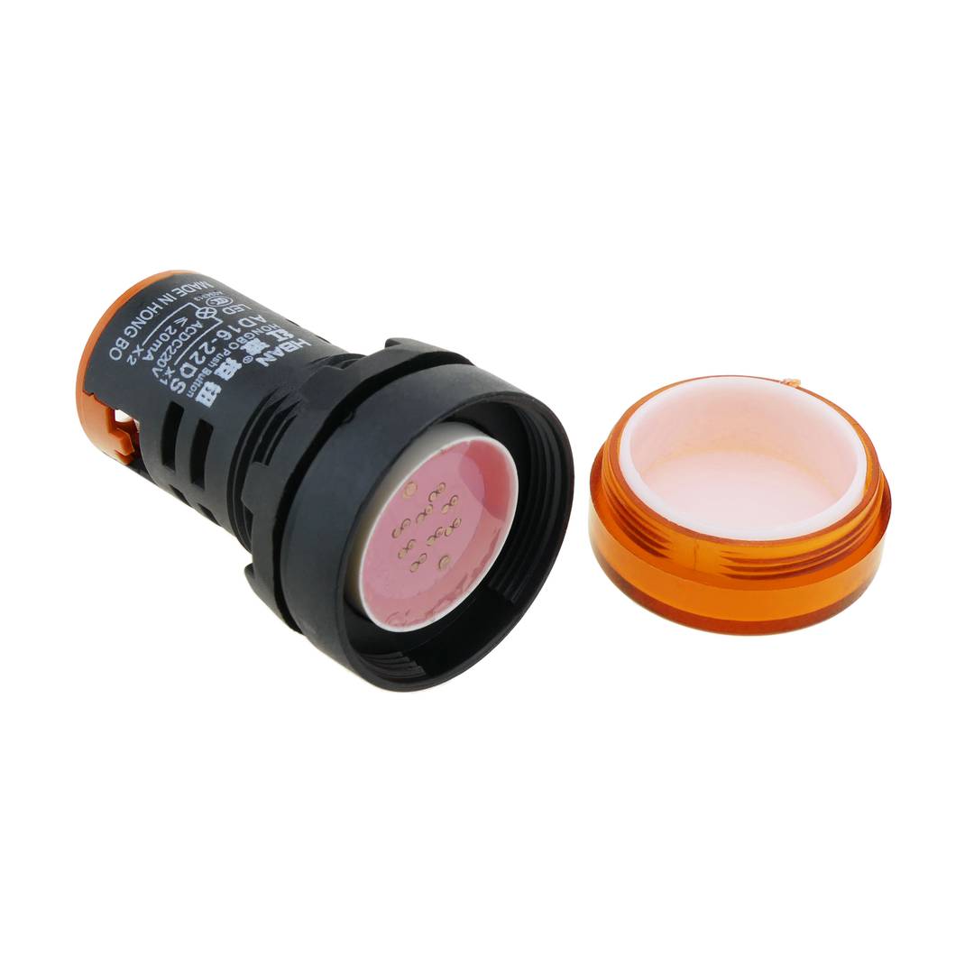 Luz piloto LED de 22 mm para paneles de control 220 VAC naranja
