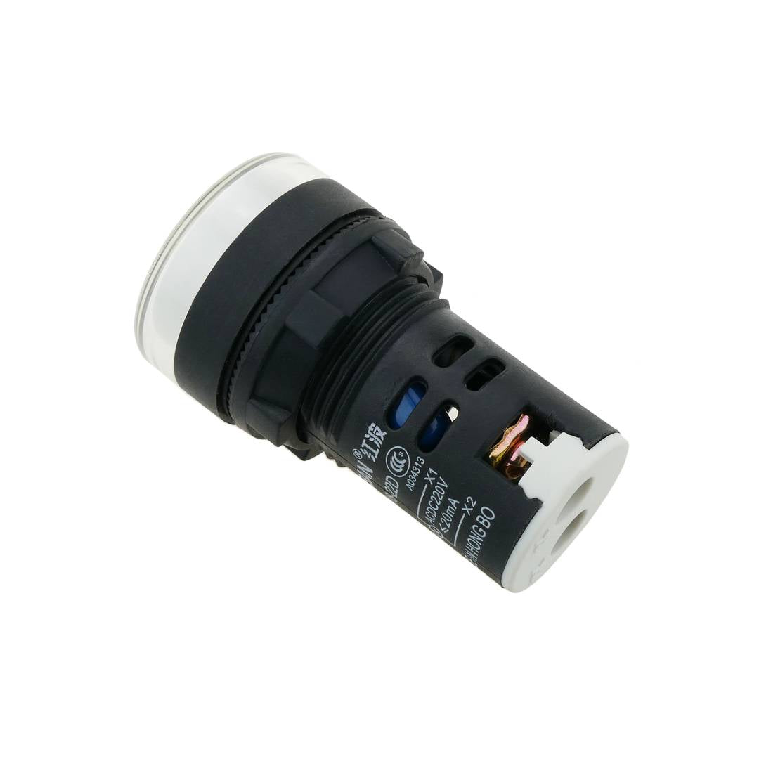 Luz piloto LED de 22 mm para paneles de control 220 VAC blanco