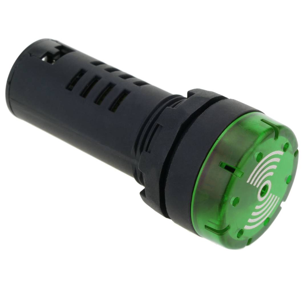 Zumbador de 22 mm para paneles de control 220 VAC verde señal acústica