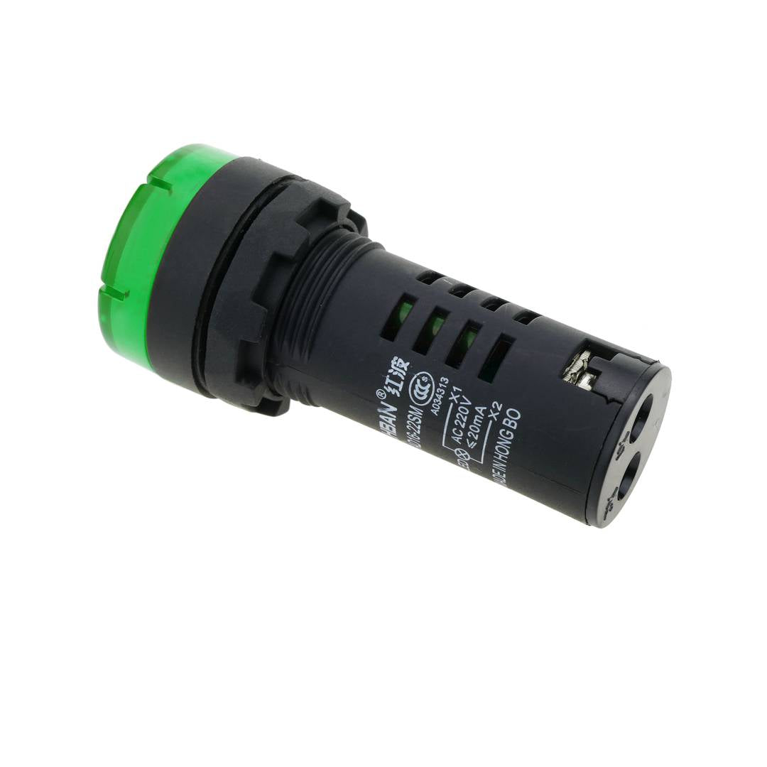Zumbador de 22 mm para paneles de control 220 VAC verde señal acústica