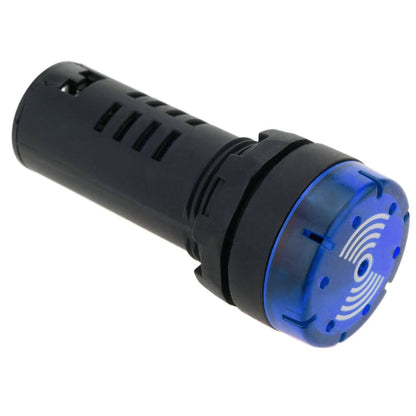 Luz piloto LED intermitente con zumbador de 22 mm para paneles de control 220 VAC azul