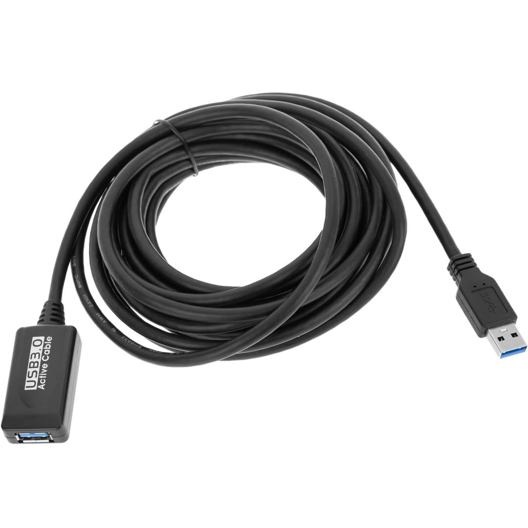 Cable prolongador con amplificador USB-A 3.0 macho a USB-A 3.0 hembra 5 m negro