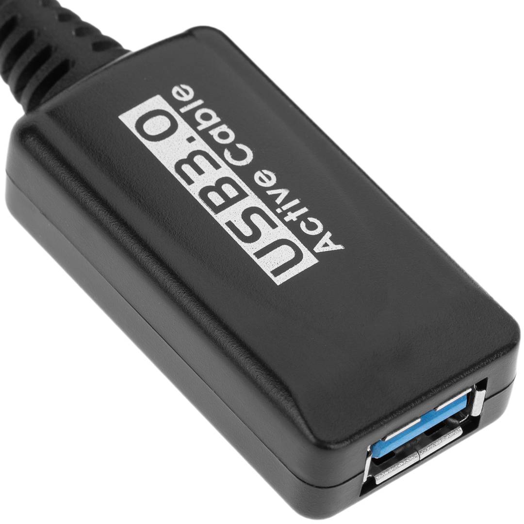 Cable prolongador con amplificador USB-A 3.0 macho a USB-A 3.0 hembra 5 m negro
