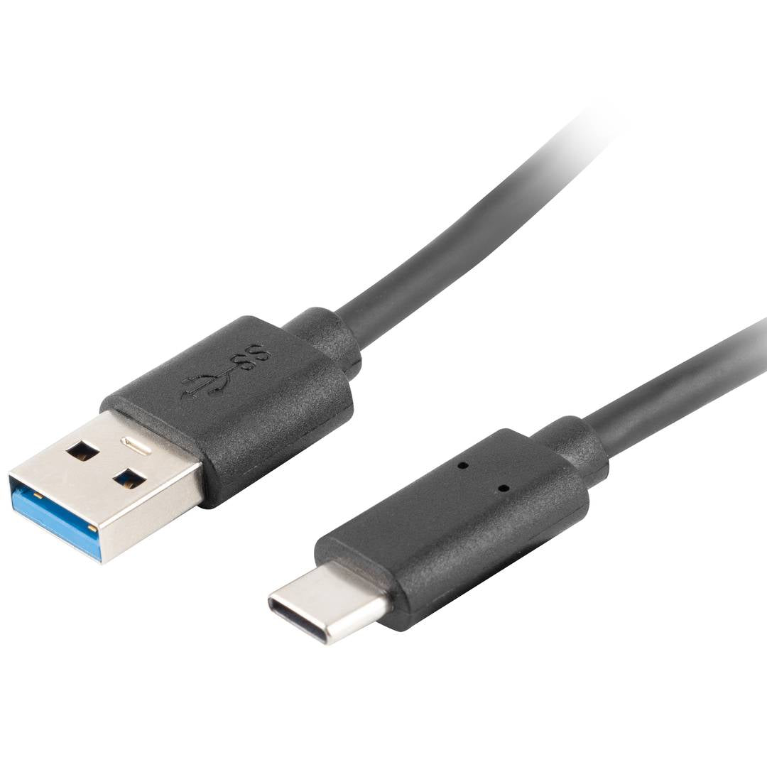 Cable USB A a USB C 3.2 Gen 1 (3.1 Gen 1) 1 metro negro de Lanberg CA-USBO-31CU-0010-BK