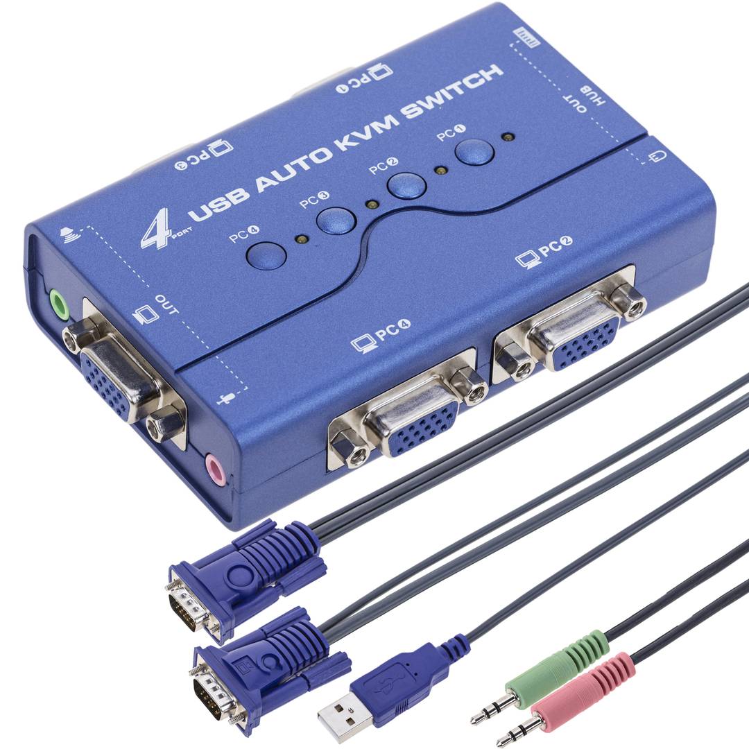 Conmutador KVM Uniclass USB VGA 1KVM a 4CPU mini