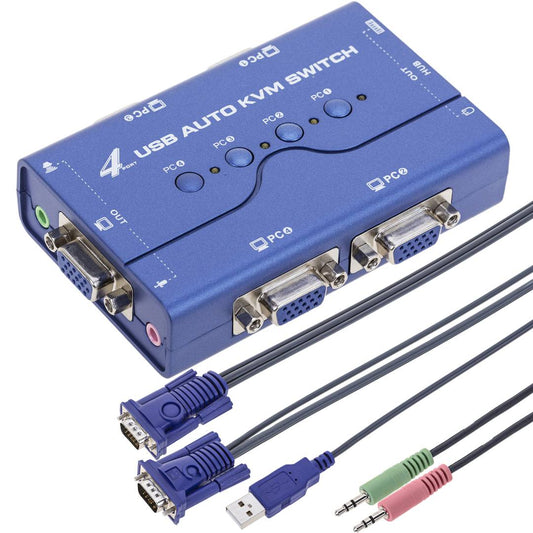 Conmutador KVM Uniclass USB VGA 1KVM a 4CPU mini