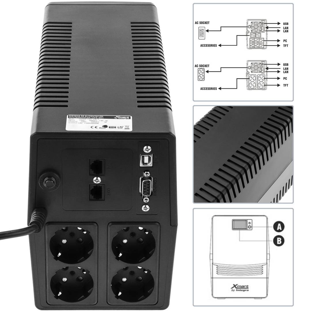 SAI de linea interactiva Supra de 1100VA 600W con 4 schuko