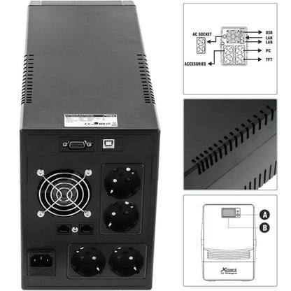 SAI de linea sinusoidal SW-PRO de 2200VA 1400W con 4 schuko