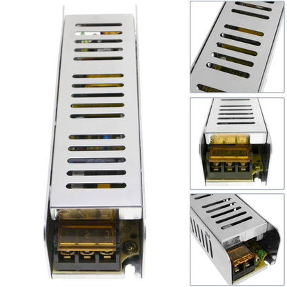 Fuente de alimentación industrial 12VDC 5A. Tamaño 40 x 159 x 32 mm