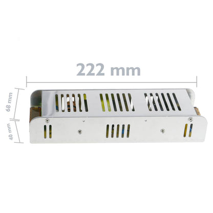 Fuente de alimentación industrial 12VDC 16.7A. Tamaño 68 x 222 x 40 mm