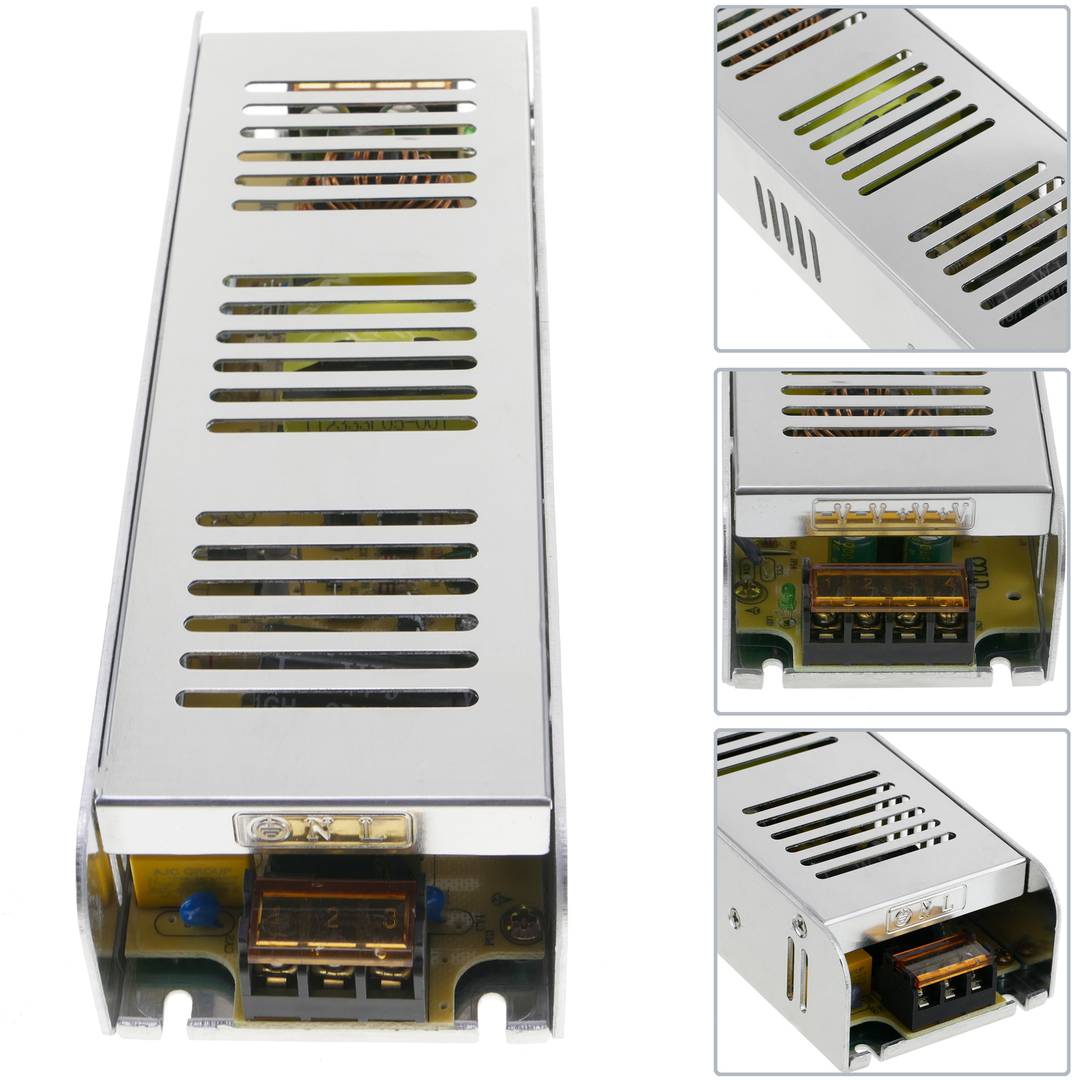 Fuente de alimentación industrial 12VDC 16.7A. Tamaño 68 x 222 x 40 mm