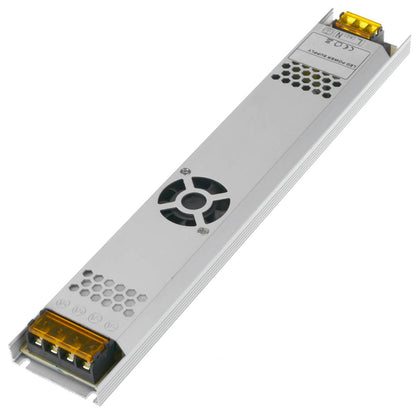 Fuente de alimentación industrial de superficie 12VDC 20.8A. Tamaño 53 x 308 x 21 mm