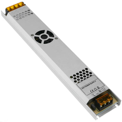 Fuente de alimentación industrial de superficie 12VDC 20.8A. Tamaño 53 x 308 x 21 mm