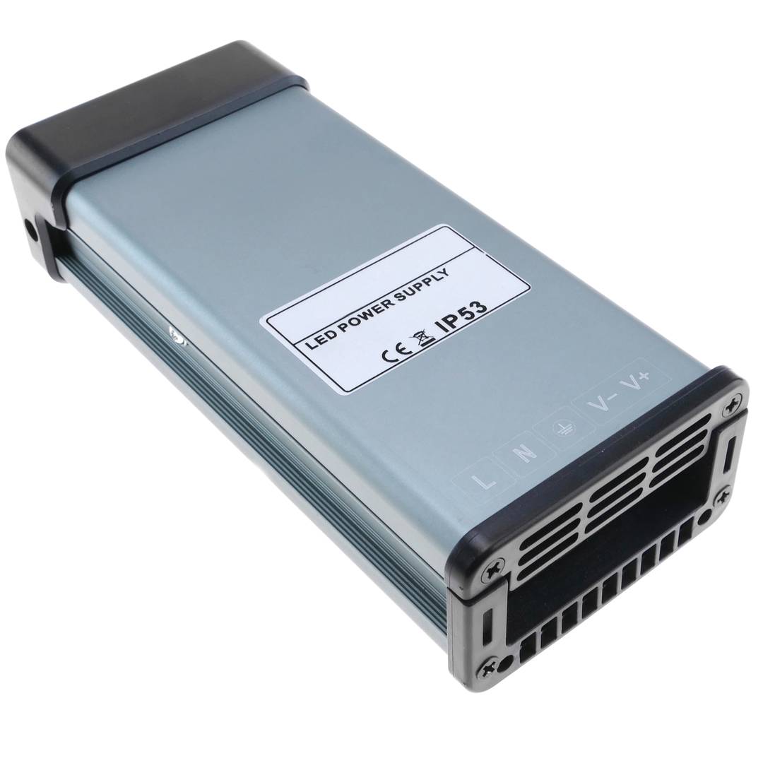 Fuente de alimentación industrial de superficie 12VDC 12.5A. Tamaño 75 x 190 x 42 mm IP53