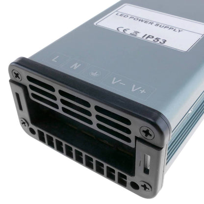 Fuente de alimentación industrial de superficie 12VDC 12.5A. Tamaño 75 x 190 x 42 mm IP53