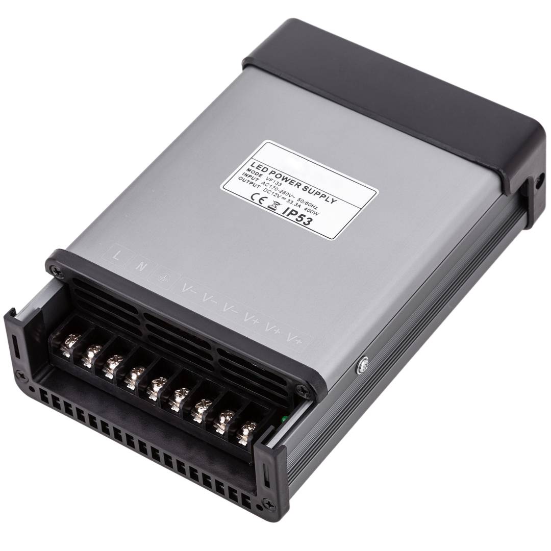 Fuente de alimentación industrial de superficie 12VDC 33.3A. Tamaño 116 x 194 x 50 mm IP53