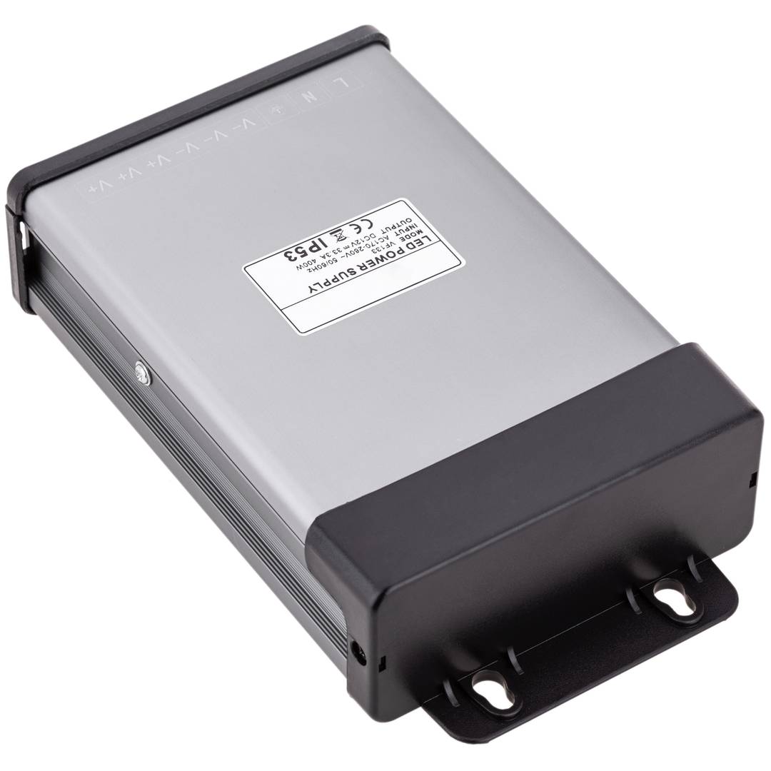 Fuente de alimentación industrial de superficie 12VDC 33.3A. Tamaño 116 x 194 x 50 mm IP53