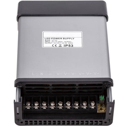 Fuente de alimentación industrial de superficie 12VDC 33.3A. Tamaño 116 x 194 x 50 mm IP53