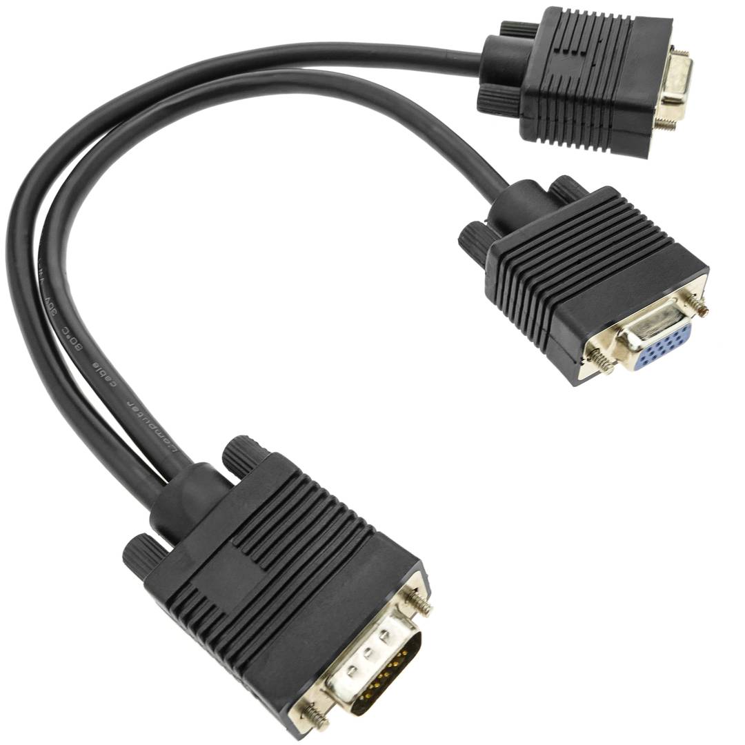 Cable duplicador pasivo tipo Y de 1 VGA a 2 VGA de 30cm
