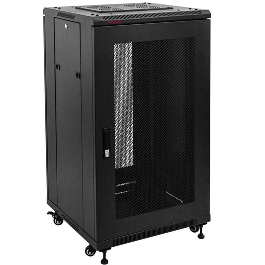 Armario rack 19' de pie 22U 600x800x1160 mm puerta perforada MobiRack GO montado