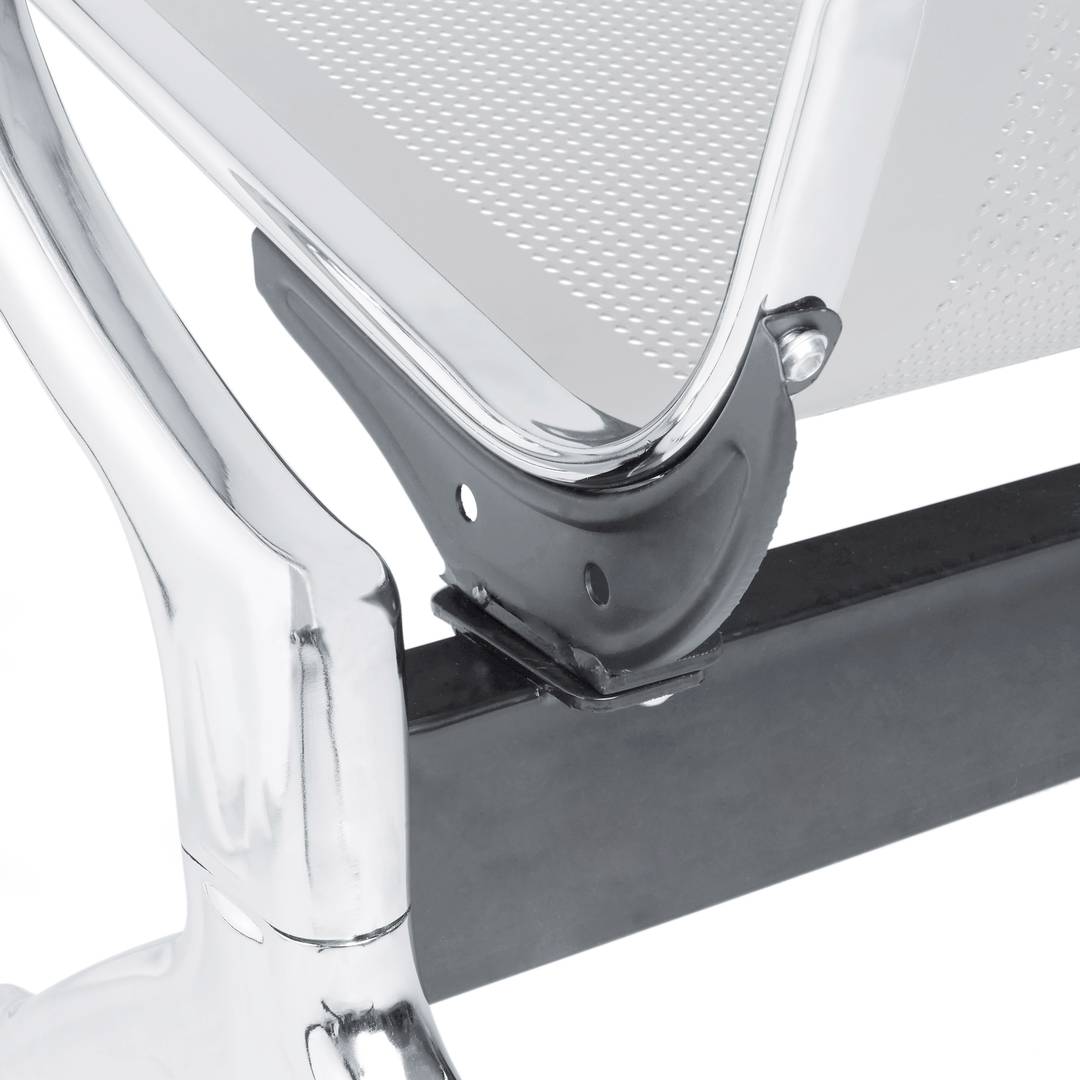 Bancada para sala de espera con sillas ergonómicas plateadas de 2 plazas