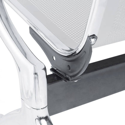 Bancada para sala de espera con sillas ergonómicas plateadas de 4 plazas